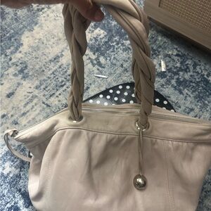 Furla Cream Shoulder Bag with Braided Handles